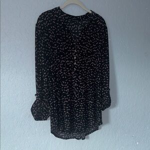 Ava & Grace Black Blouse with Pink Pattern